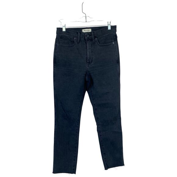 MADEWELL Stovepipe Jeans in Banberry Wash Raw-Hem Size 27 Black Charcoal NA940 - Picture 2 of 10